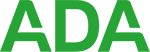 The image displays a logo consisting of the letters  ADA  in bold, capitalized white font against a dark background, with the acronym  ADA  stylized to suggest an organization or institution.